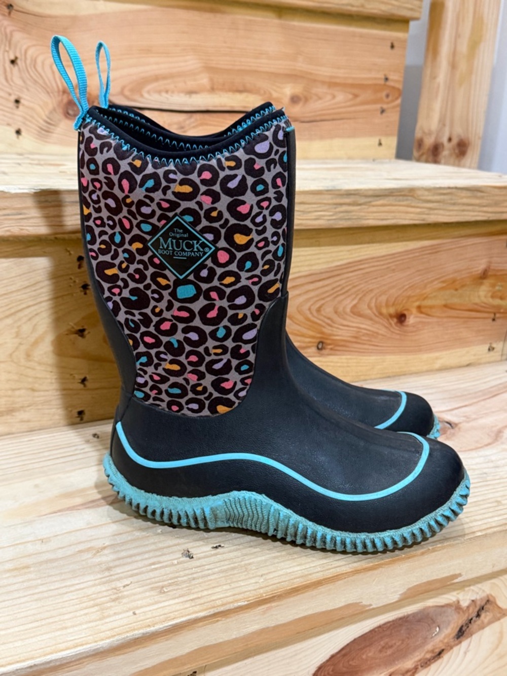 Muck Boot Hale Leopard Print Big Girls Size 4 **these are worn